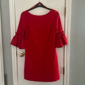 Milly Red Ruffled Arm Dress